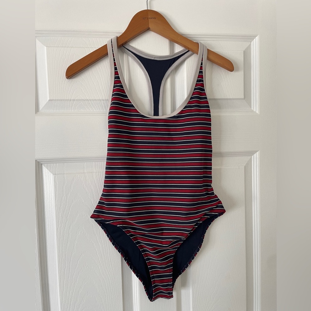 RVCA Red Navy Striped One Piece Size Small - Picture 3 of 5